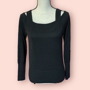 Anthropologie Cold Shoulder Black Sweater